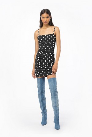 Pinko Gathered Polka Dot Mini Šaty Černé Bílé | SN-PKO33968