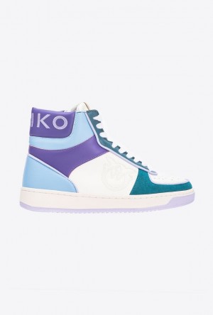 Pinko High-top Basketball Sneakers | Acbc Viacfarebný Bílé Zelene Fialové | SN-PKO34127