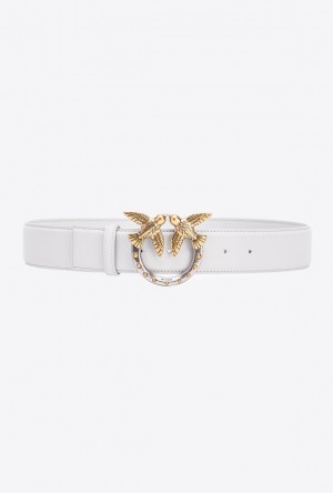 Pinko High-waist Love Birds Belt With Studs 4cm Šedé Zlaté | SN-PKO34246