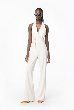 Pinko Jumpsuit With Contrasting Bow Bílé | SN-PKO33889