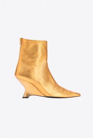 Pinko Laminated Læder Ankle Boots Zlaté | SN-PKO34147