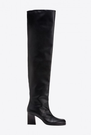 Pinko Læder-effect Thigh-high Boots Černé | SN-PKO34148