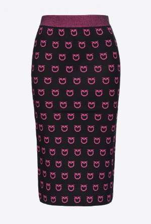 Pinko Logo Jacquard Calf-length Skirt Černé Fuchsie | SN-PKO34039