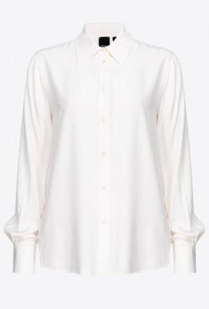 Pinko Logo Jacquard Shirt Světle Žluté Krém Bílé | SN-PKO33151