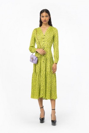 Pinko Long Polka-dot Shirt Šaty Zelene Černé | SN-PKO33026