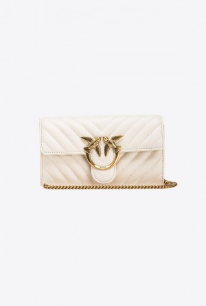 Pinko Love Bag One Wallet Chevron Bílé Bílé Zlaté | SN-PKO34290