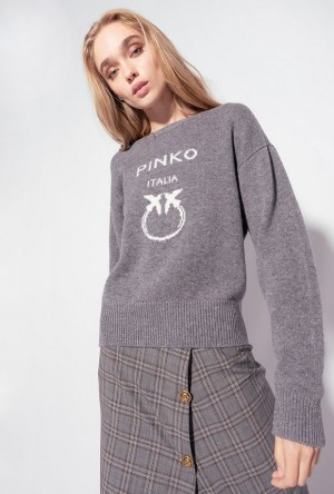 Pinko Love Birds Pullover Tmavě Šedé | SN-PKO33409