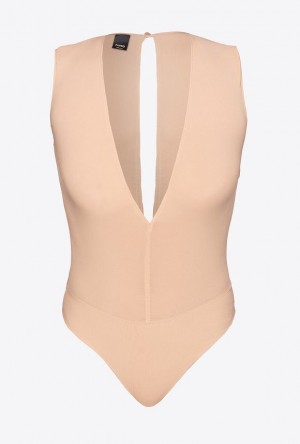 Pinko Low-cut Bodysuit Růžové | SN-PKO33258