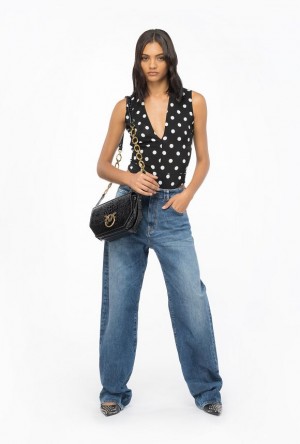 Pinko Low-cut Polka-dot Bodysuit Černé Bílé | SN-PKO33322