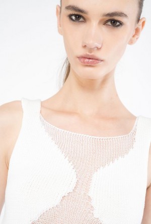 Pinko Mesh Top With Transparent Patch Bílé | SN-PKO33222