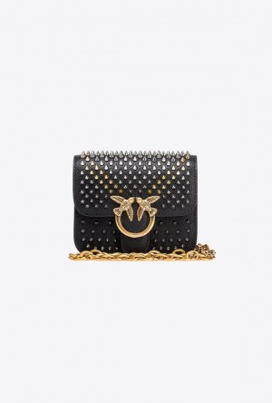 Pinko Micro Love Bag Bell With Studs Černé | SN-PKO32837