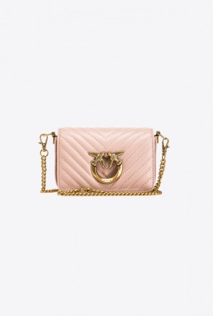 Pinko Micro Love Bag Click Chevron Růžové Růžové Zlaté | SN-PKO32472