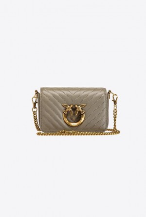 Pinko Micro Love Bag Click Chevron Zlaté | SN-PKO32474