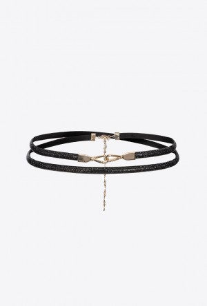 Pinko Micro-rhinestoned Belt Černé Zlaté | SN-PKO34216