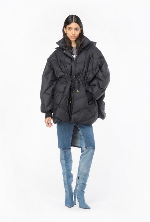 Pinko Midi Technical Platene Down Jacket Černé | SN-PKO33586