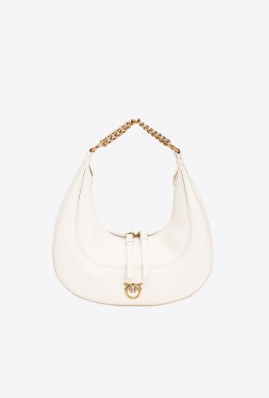 Pinko Mini Brioche Bag Hobo Bílé Bílé Zlaté | SN-PKO32580