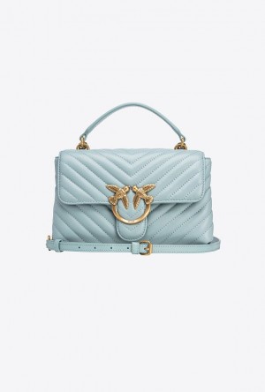 Pinko Mini Lady Love Bag Puff Chevron Světle Blankyt Zlaté | SN-PKO32625