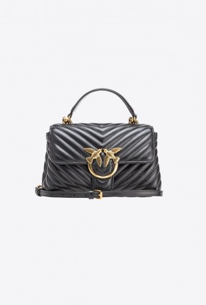 Pinko Mini Lady Love Bag Puff Chevron Černé Zlaté | SN-PKO32478