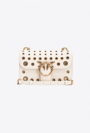 Pinko Mini Love Bag Bell With Metal Eyelets Bílé Bílé Zlaté | SN-PKO32547