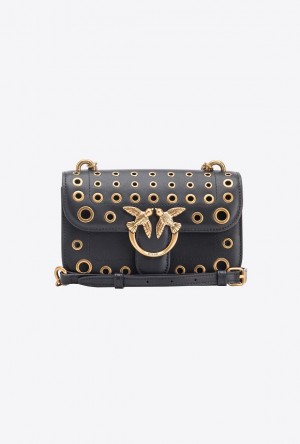 Pinko Mini Love Bag Bell With Metal Eyelets Černé Zlaté | SN-PKO32548