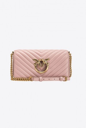 Pinko Mini Love Bag Click Baguette Chevron Růžové Růžové Zlaté | SN-PKO32690