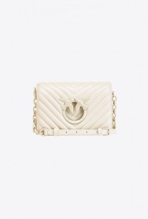 Pinko Mini Love Bag Click Chevron Colour Block Bílé Bílé | SN-PKO32666