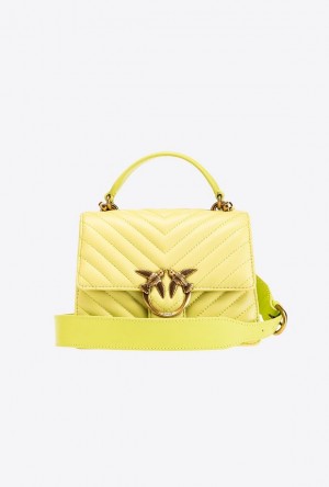 Pinko Mini Love Bag Top Handle Light Chevron Žluté Zlaté | SN-PKO32470