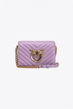 Pinko Mini Love Bag Click Chevron Jewel Fialové | SN-PKO32796