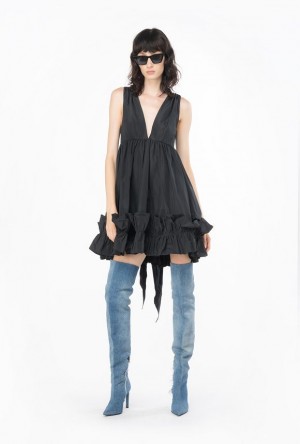 Pinko Mini Taffeta Šaty Černé | SN-PKO33058