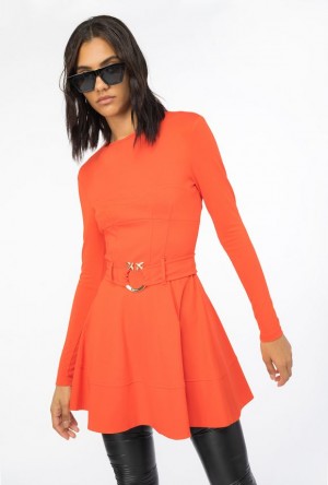 Pinko Mini Šaty With Piercing Belt Oranžové | SN-PKO33111