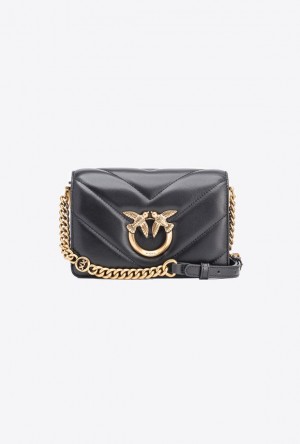 Pinko Mini Love Bag Click Big Chevron Černé Zlaté | SN-PKO32506