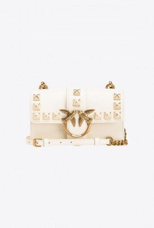 Pinko Mini Love Bag One Painted Studs Bílé Bílé Zlaté | SN-PKO32691