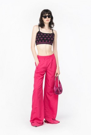 Pinko Monogram Crop Top Černé Fuchsie | SN-PKO33847