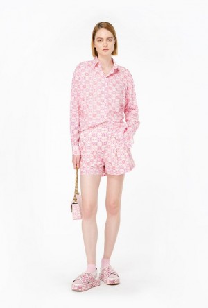 Pinko Muslin Shirt With Monogram And Embroidery Růžové | SN-PKO33133