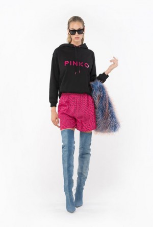 Pinko Pinko-print Sweatshirt Černé | SN-PKO33497