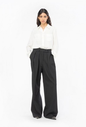 Pinko Pinstriped Palazzo Trousers Černé Bílé | SN-PKO33980