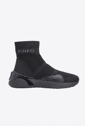 Pinko Pletené Sneakers Černé | SN-PKO34118