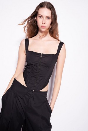 Pinko Poplin Bustier Černé | SN-PKO33256