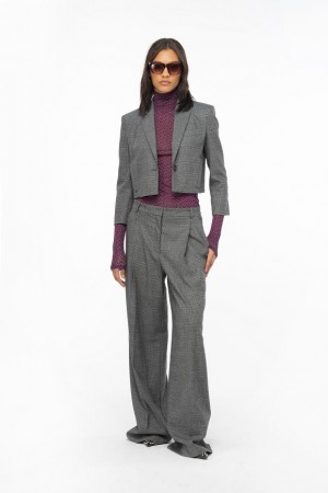 Pinko Prince-of-wales Flannel Palazzo Trousers Šedé Černé | SN-PKO33909