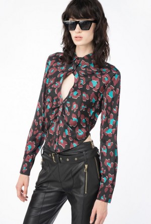 Pinko Psychedelic Dotted Shirt Černé Světle Zelene Vínové | SN-PKO33162