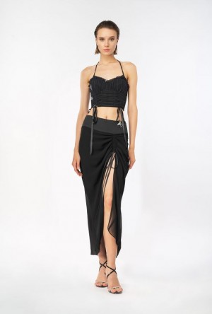 Pinko Reimagine Georgette Midi Skirt By Patrick Mcdowell Černé | SN-PKO34060