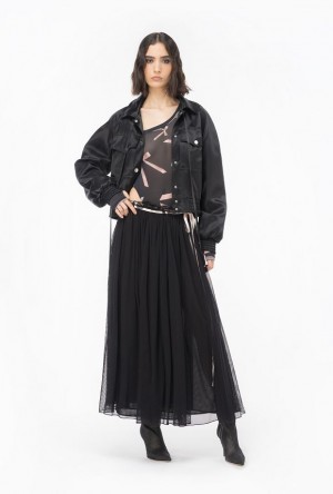 Pinko Reimagine Tulle Long Skirt By Patrick Mcdowell Černé Růžové | SN-PKO34045