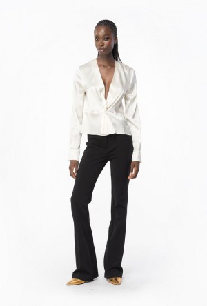 Pinko Silk Blouse With Twist Detail Bílé | SN-PKO33194