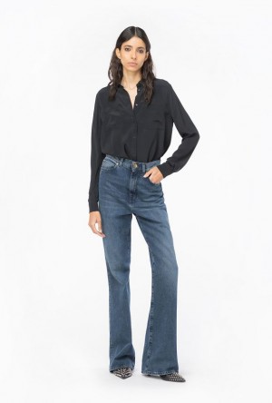 Pinko Silk Satin Shirt Černé | SN-PKO33129