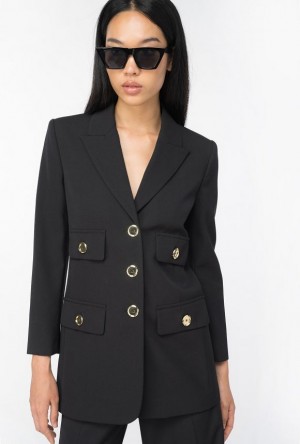 Pinko Single-breasted Vlna Twill Blazer Černé | SN-PKO33979