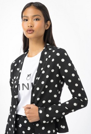 Pinko Slim-fit Polka-dot Blazer Černé Bílé | SN-PKO33971