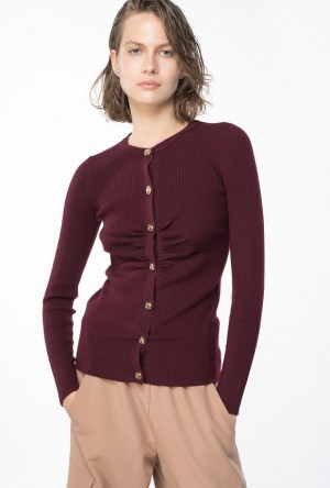 Pinko Slim-fit Žebrovaný Cardigan Vínové | SN-PKO33470