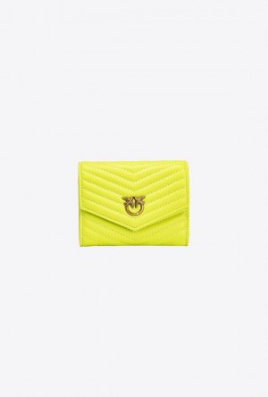 Pinko Small Chevron Nappa Læder Wallet Zelene Žluté Světle Blankyt Zlaté | SN-PKO34267