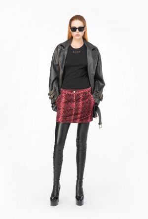 Pinko Snake-print Velvet Mini Skirt Viacfarebný Černé Fuchsie | SN-PKO34080