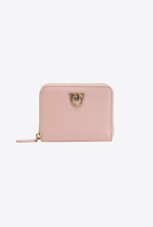 Pinko Square Læder Zip-around Purse Růžové Růžové Zlaté | SN-PKO34270